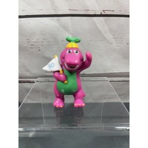 Vintage Barney & Friends PVC Figure Holding Go Flag 1993 Cake Topper Dinosaur